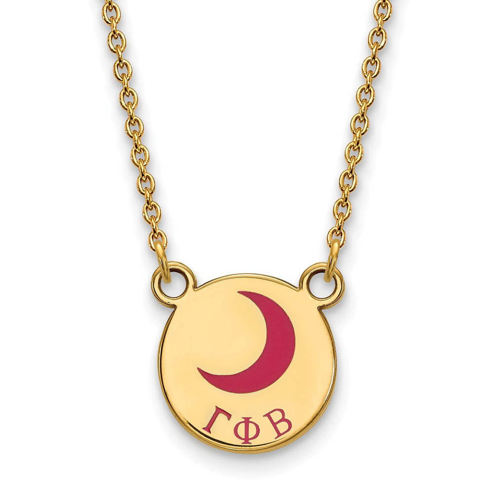 14K Plated Silver Gamma Phi Beta Small Enamel Necklace, Item N14447 by The Black Bow Jewelry Co.
