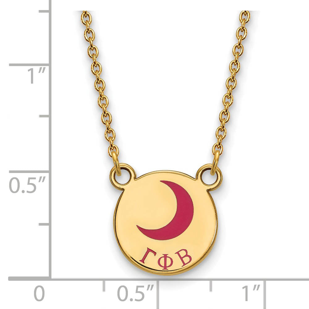 Alternate view of the 14K Plated Silver Gamma Phi Beta Small Enamel Necklace by The Black Bow Jewelry Co.