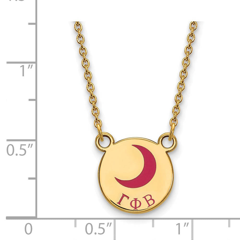 Alternate view of the 14K Plated Silver Gamma Phi Beta Small Enamel Necklace by The Black Bow Jewelry Co.