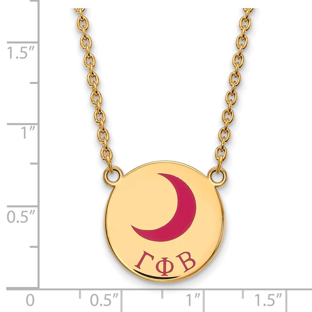 Alternate view of the 14K Plated Silver Gamma Phi Beta Large Enamel Necklace by The Black Bow Jewelry Co.