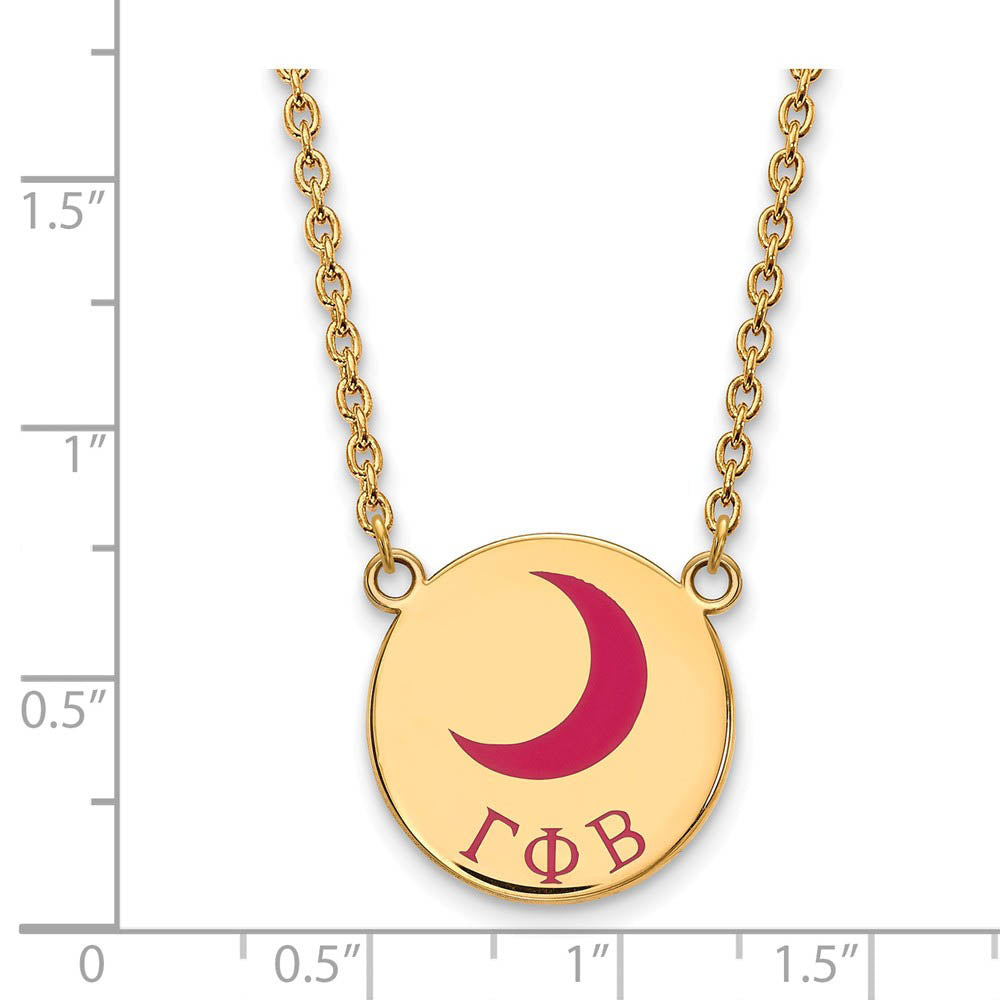 Alternate view of the 14K Plated Silver Gamma Phi Beta Large Enamel Necklace by The Black Bow Jewelry Co.