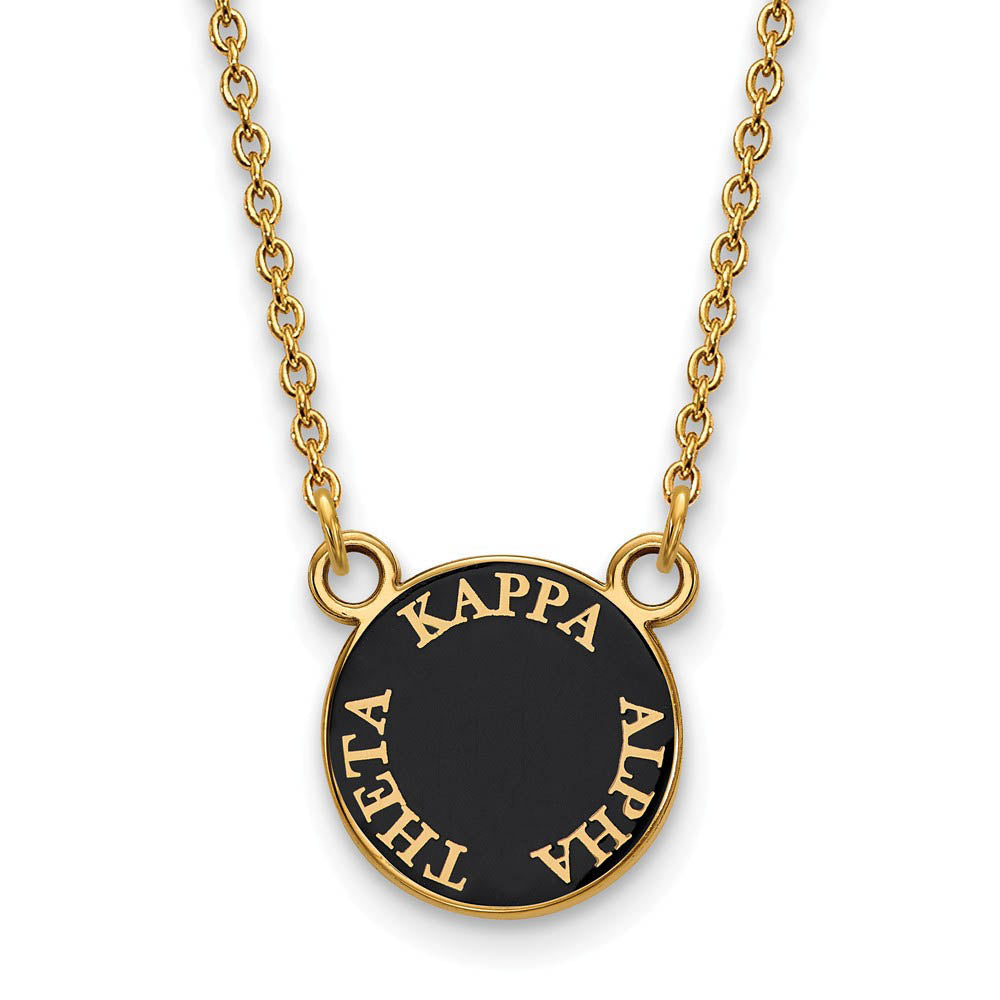 14K Plated Silver Kappa Alpha Theta Small Enamel Disc Necklace, Item N14449 by The Black Bow Jewelry Co.