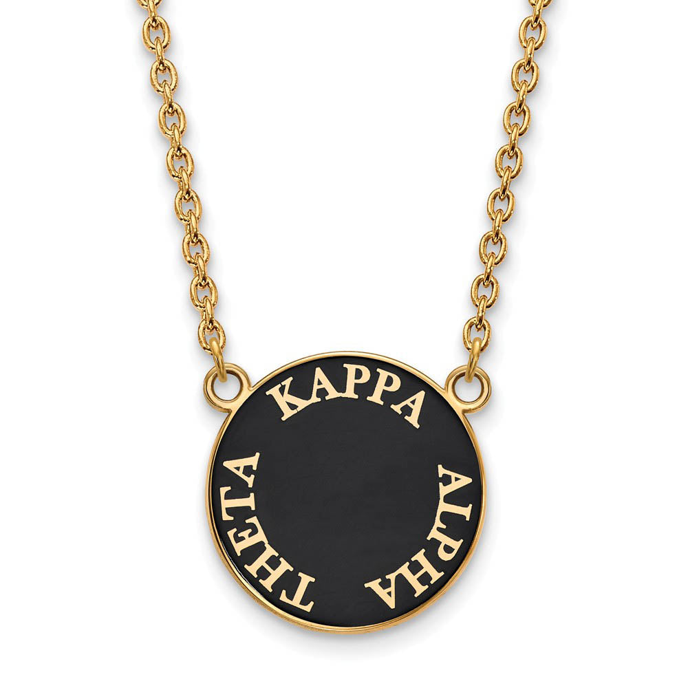 14K Plated Silver Kappa Alpha Theta Large Enamel Disc Necklace, Item N14450 by The Black Bow Jewelry Co.