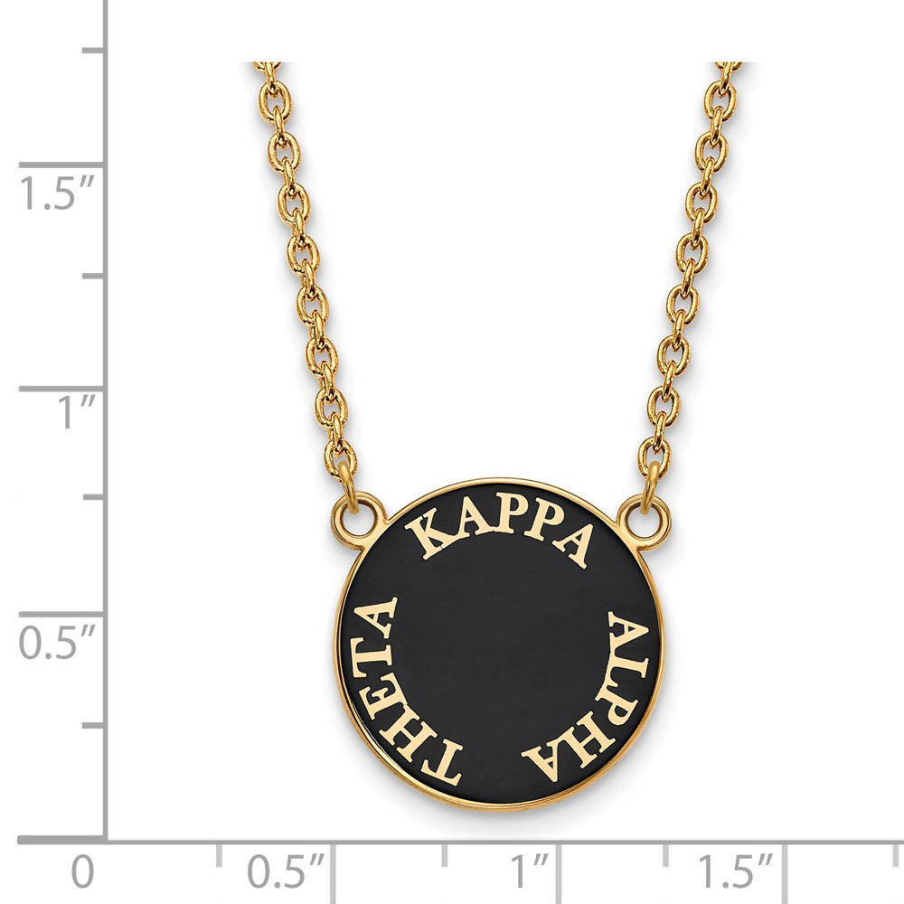 Alternate view of the 14K Plated Silver Kappa Alpha Theta Large Enamel Disc Necklace by The Black Bow Jewelry Co.