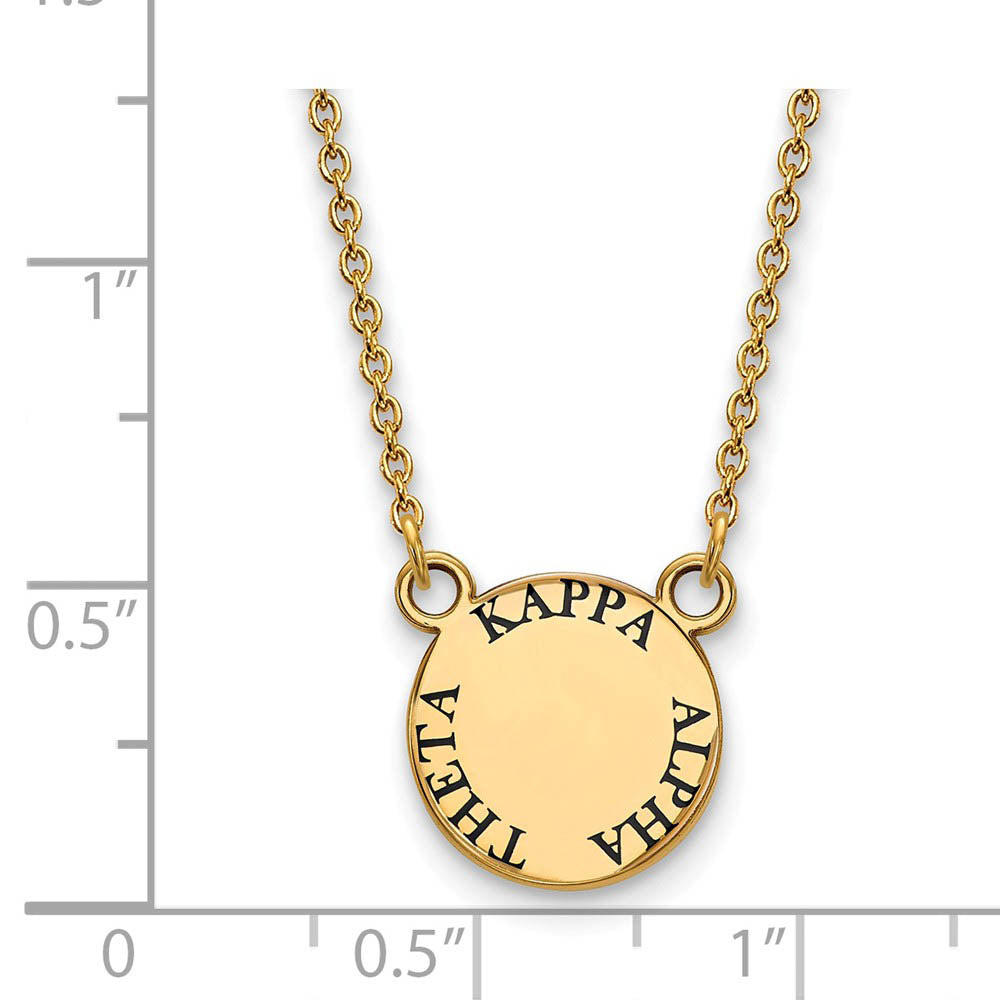 Alternate view of the 14K Plated Silver Kappa Alpha Theta Small Black Enamel Necklace by The Black Bow Jewelry Co.