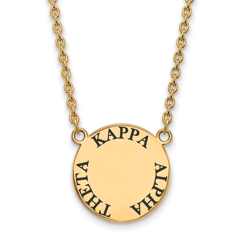 14K Plated Silver Kappa Alpha Theta Large Black Enamel Necklace, Item N14452 by The Black Bow Jewelry Co.