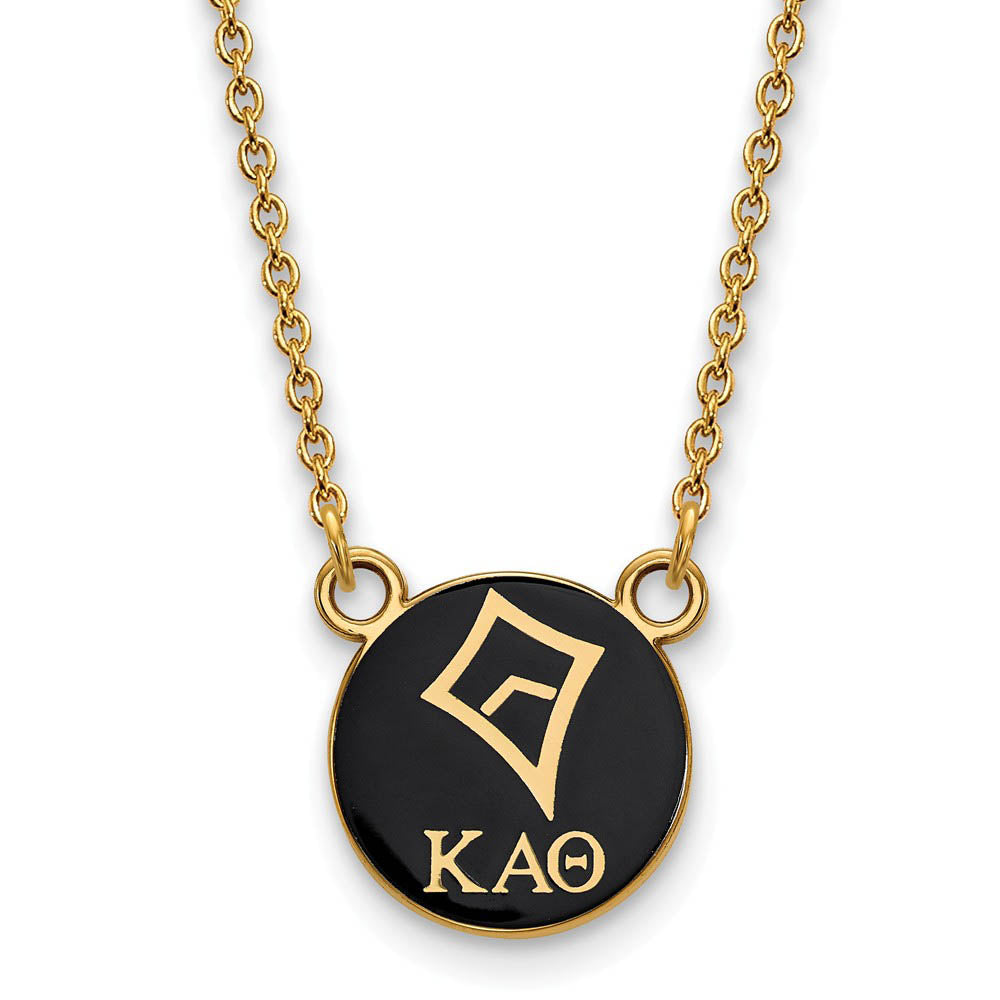 14K Plated Silver Kappa Alpha Theta Small Enamel Logo Necklace, Item N14457 by The Black Bow Jewelry Co.