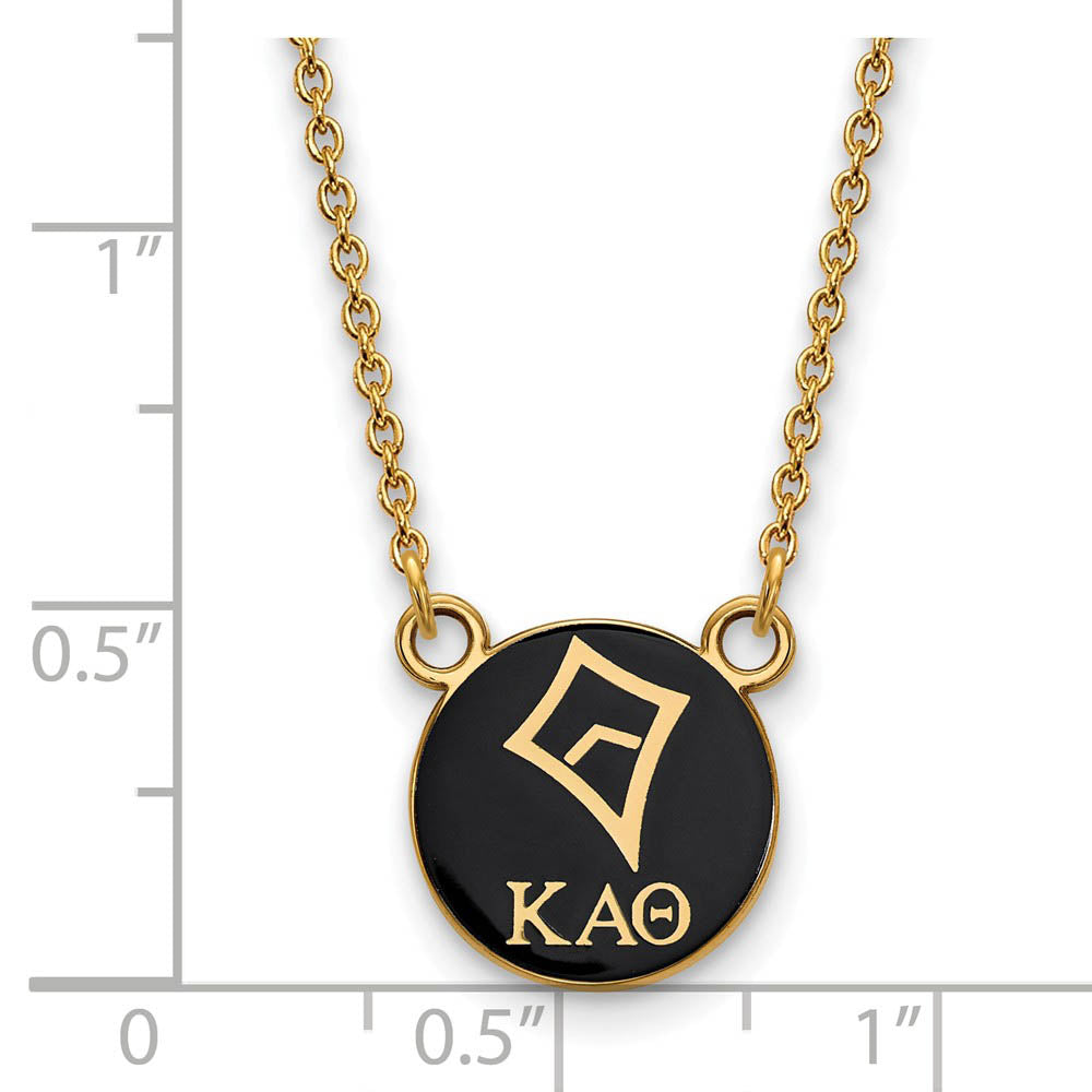Alternate view of the 14K Plated Silver Kappa Alpha Theta Small Enamel Logo Necklace by The Black Bow Jewelry Co.