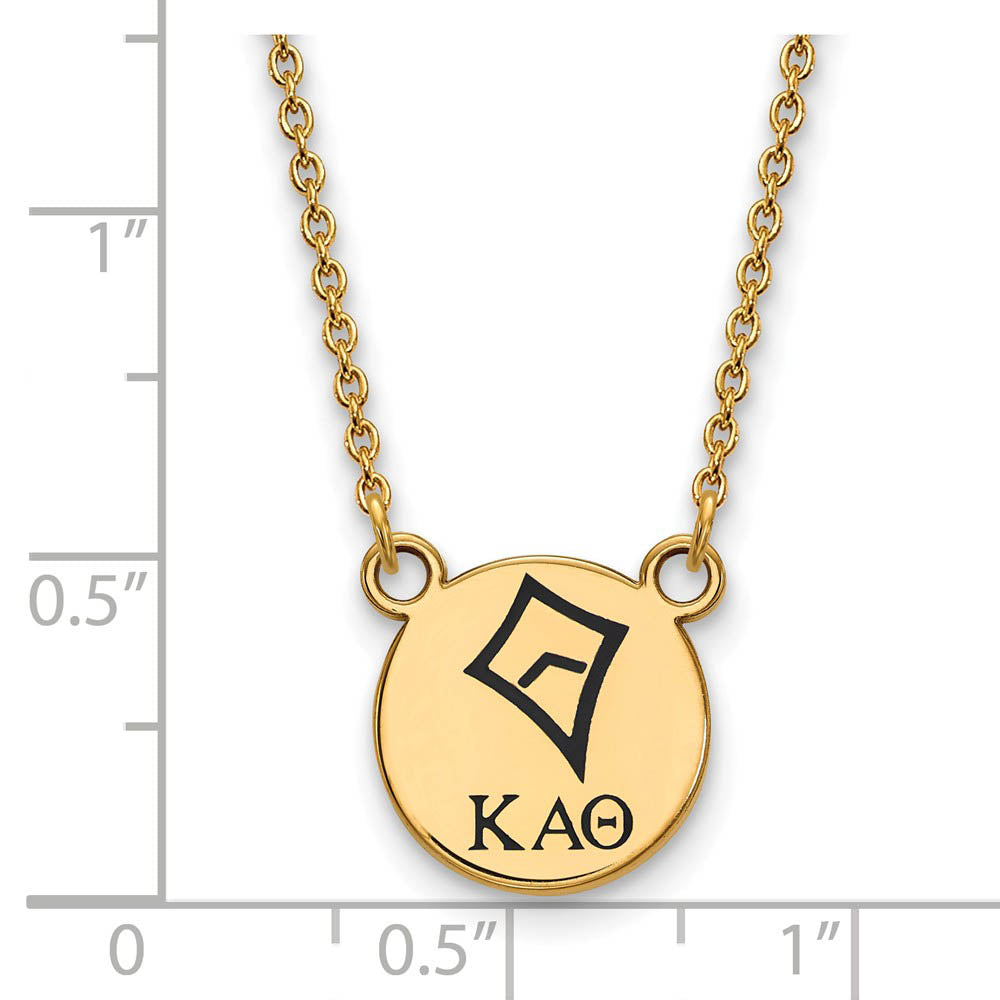 Alternate view of the 14K Plated Silver Kappa Alpha Theta Small Enamel Necklace by The Black Bow Jewelry Co.