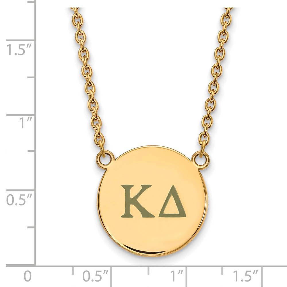 Alternate view of the 14K Plated Silver Kappa Delta Large Enamel Greek Letters Necklace by The Black Bow Jewelry Co.
