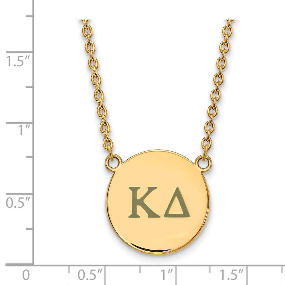 Alternate view of the 14K Plated Silver Kappa Delta Large Enamel Greek Letters Necklace by The Black Bow Jewelry Co.