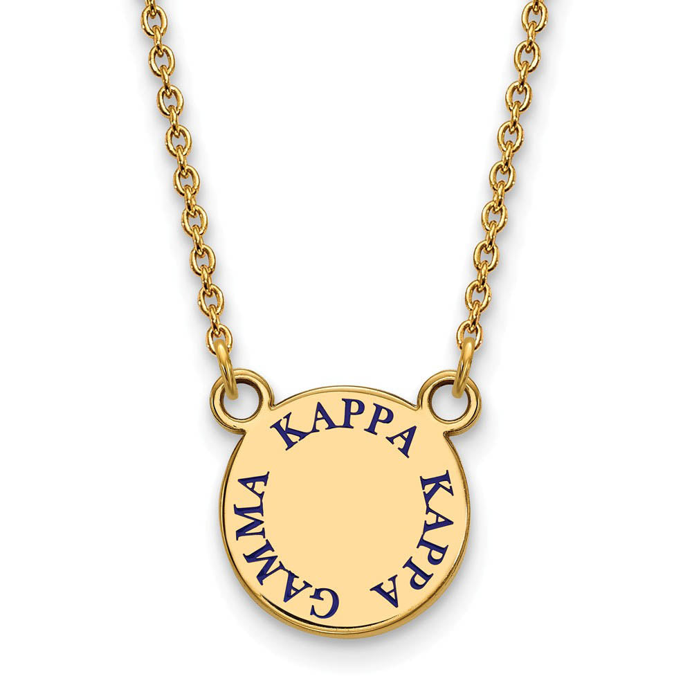14K Plated Silver Kappa Kappa Gamma Small Blue Enamel Necklace, Item N14464 by The Black Bow Jewelry Co.
