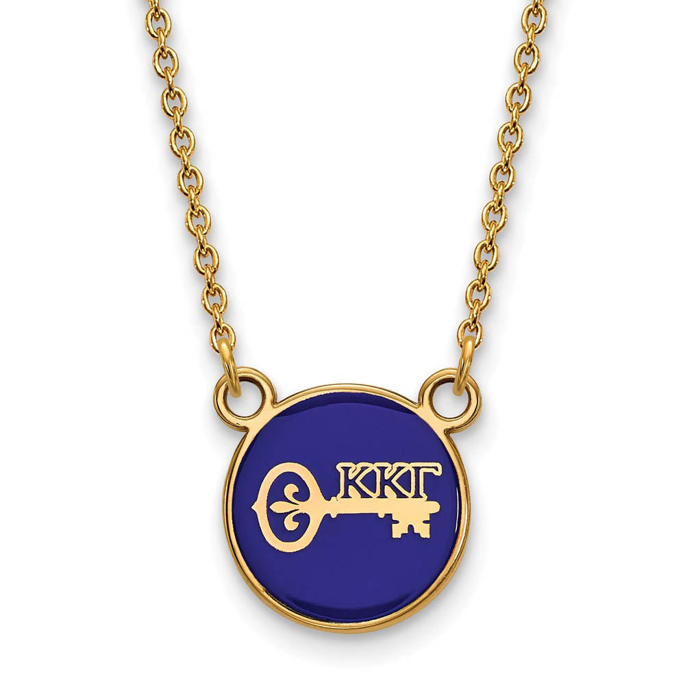 14K Plated Silver Kappa Kappa Gamma Small Enamel Logo Necklace, Item N14471 by The Black Bow Jewelry Co.