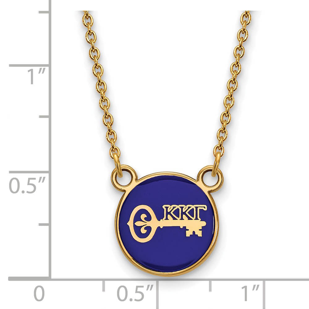 Alternate view of the 14K Plated Silver Kappa Kappa Gamma Small Enamel Logo Necklace by The Black Bow Jewelry Co.