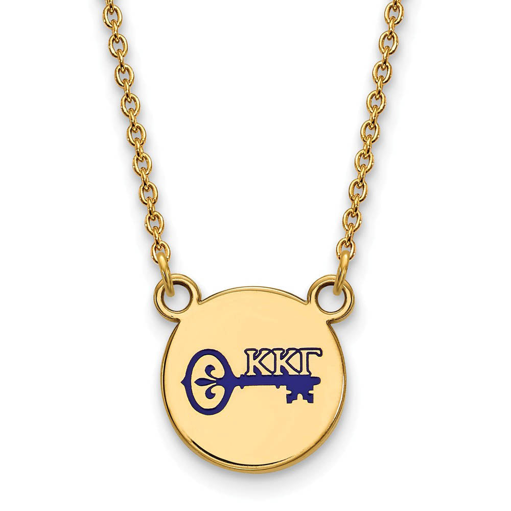 14K Plated Silver Kappa Kappa Gamma Small Enamel Necklace, Item N14473 by The Black Bow Jewelry Co.