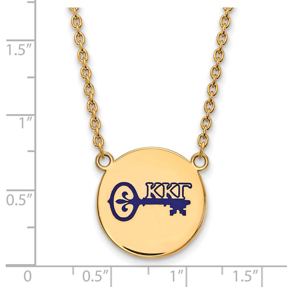 Alternate view of the 14K Plated Silver Kappa Kappa Gamma Large Blue Enamel Logo Necklace by The Black Bow Jewelry Co.