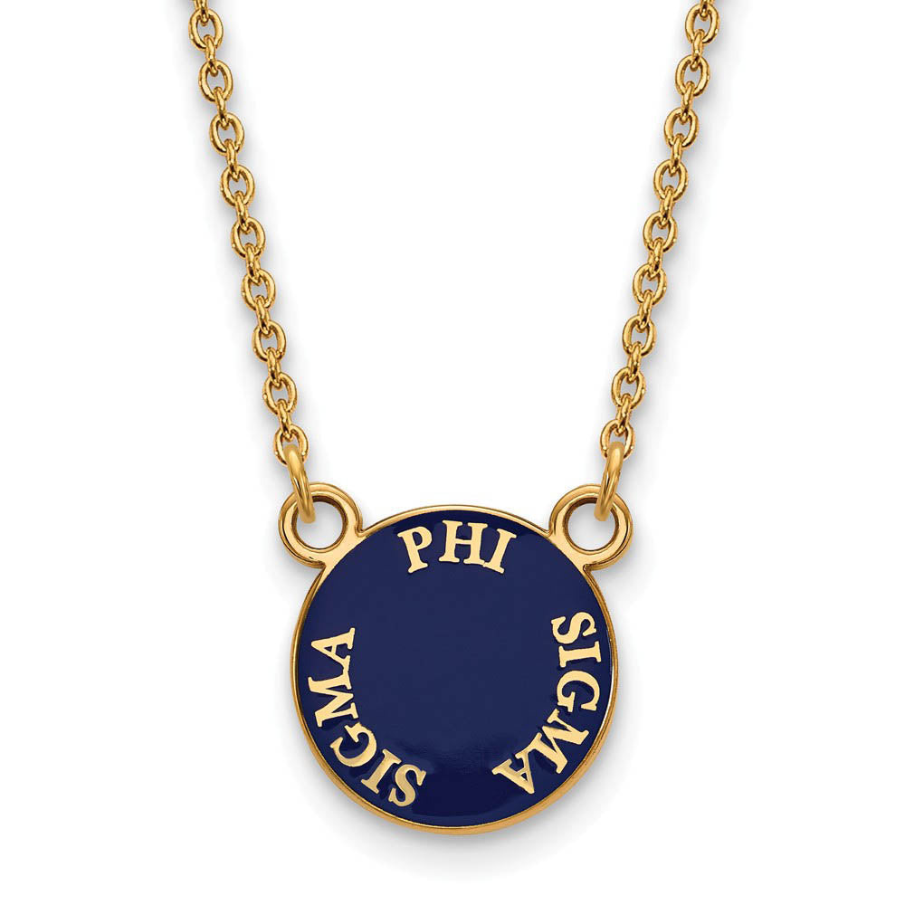 14K Plated Silver Phi Sigma Sigma Small Enamel Disc Necklace, Item N14485 by The Black Bow Jewelry Co.