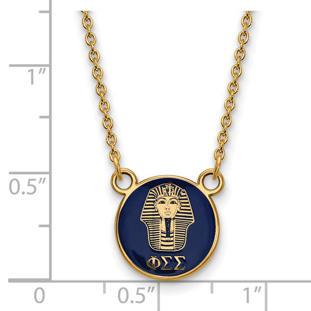 Alternate view of the 14K Plated Silver Phi Sigma Sigma Small Enamel Logo Necklace by The Black Bow Jewelry Co.