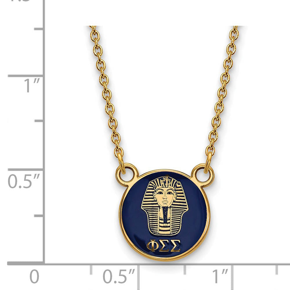 Alternate view of the 14K Plated Silver Phi Sigma Sigma Small Enamel Logo Necklace by The Black Bow Jewelry Co.