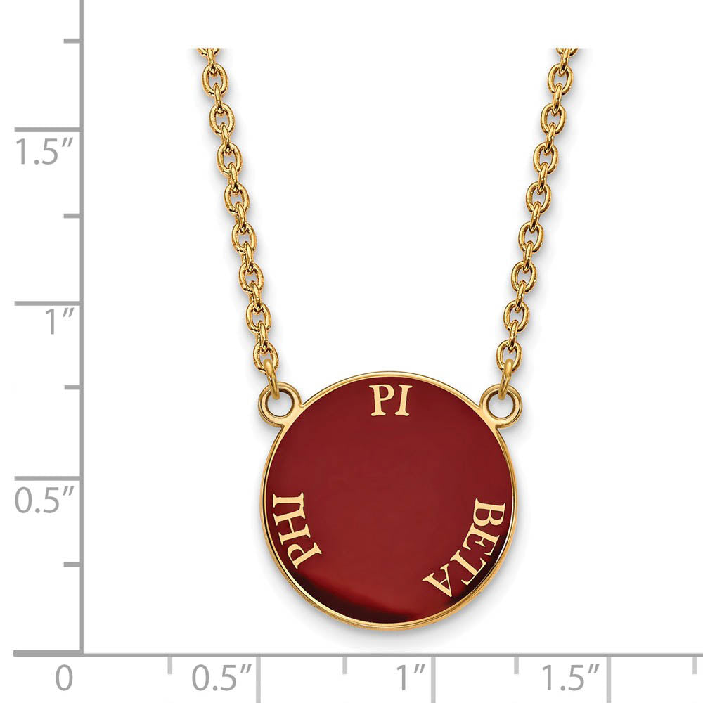 Alternate view of the 14K Plated Silver Pi Beta Phi Large Enamel Disc Necklace by The Black Bow Jewelry Co.