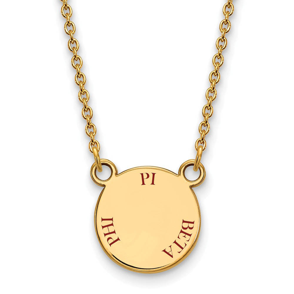 14K Plated Silver Pi Beta Phi Small Red Enamel Necklace, Item N14497 by The Black Bow Jewelry Co.