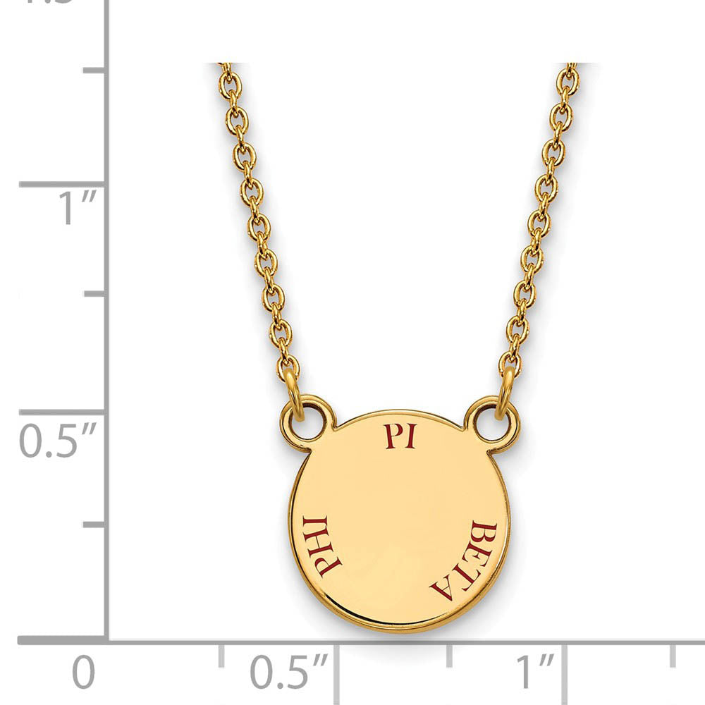 Alternate view of the 14K Plated Silver Pi Beta Phi Small Red Enamel Necklace by The Black Bow Jewelry Co.