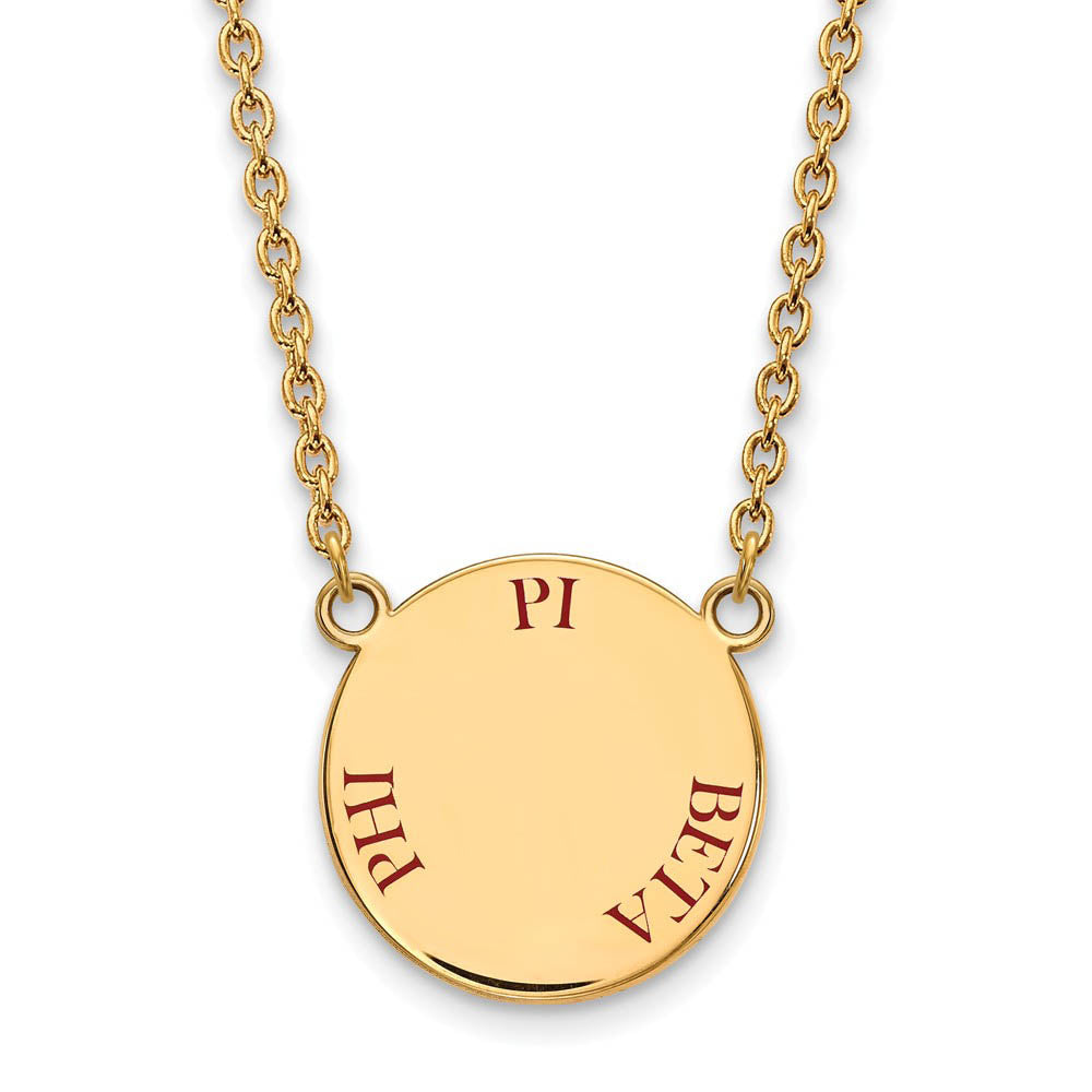 14K Plated Silver Pi Beta Phi Large Red Enamel Necklace, Item N14498 by The Black Bow Jewelry Co.