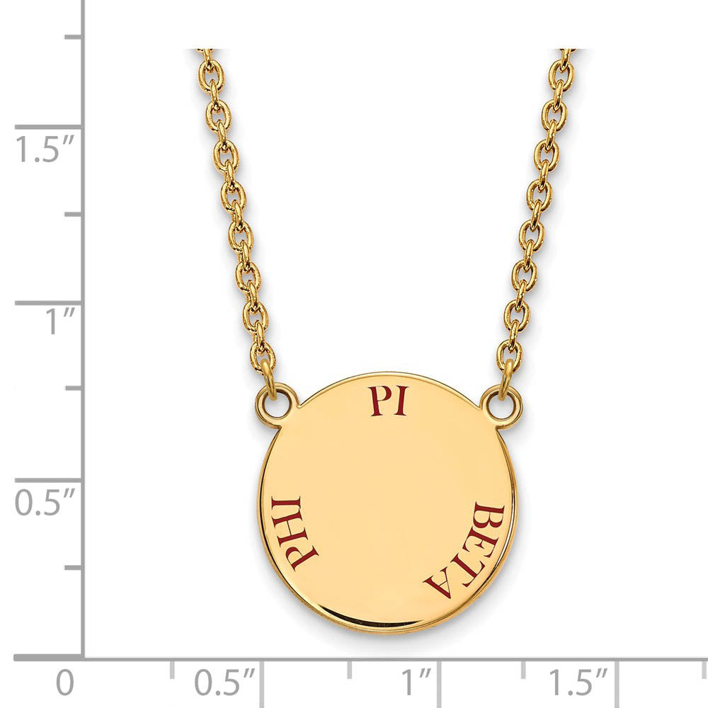 Alternate view of the 14K Plated Silver Pi Beta Phi Large Red Enamel Necklace by The Black Bow Jewelry Co.