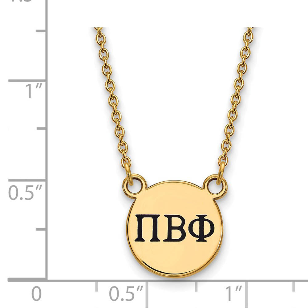 Alternate view of the 14K Plated Silver Pi Beta Phi Small Enamel Greek Letters Necklace by The Black Bow Jewelry Co.