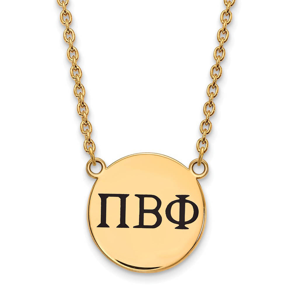 14K Plated Silver Pi Beta Phi Large Enamel Greek Letters Necklace, Item N14500 by The Black Bow Jewelry Co.