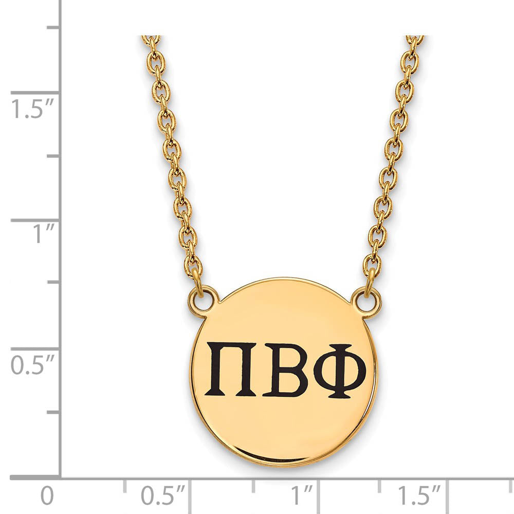 Alternate view of the 14K Plated Silver Pi Beta Phi Large Enamel Greek Letters Necklace by The Black Bow Jewelry Co.
