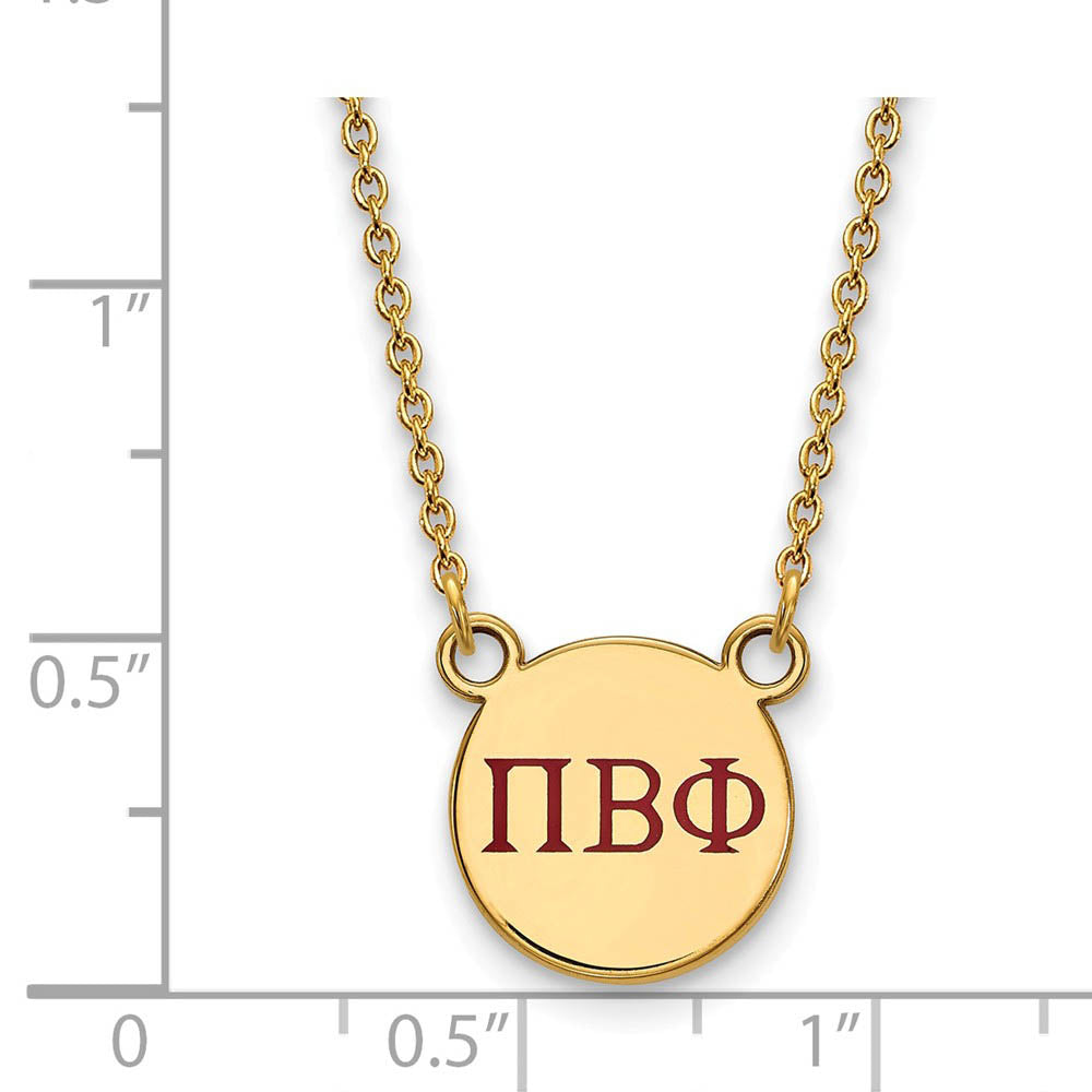 Alternate view of the 14K Plated Silver Pi Beta Phi Small Red Enamel Greek Letters Necklace by The Black Bow Jewelry Co.