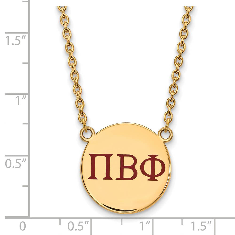 Alternate view of the 14K Plated Silver Pi Beta Phi Large Red Enamel Greek Letters Necklace by The Black Bow Jewelry Co.