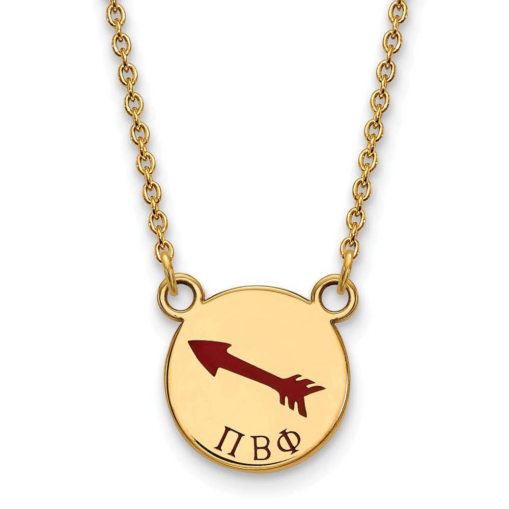 14K Plated Silver Pi Beta Phi Small Enamel Necklace, Item N14507 by The Black Bow Jewelry Co.