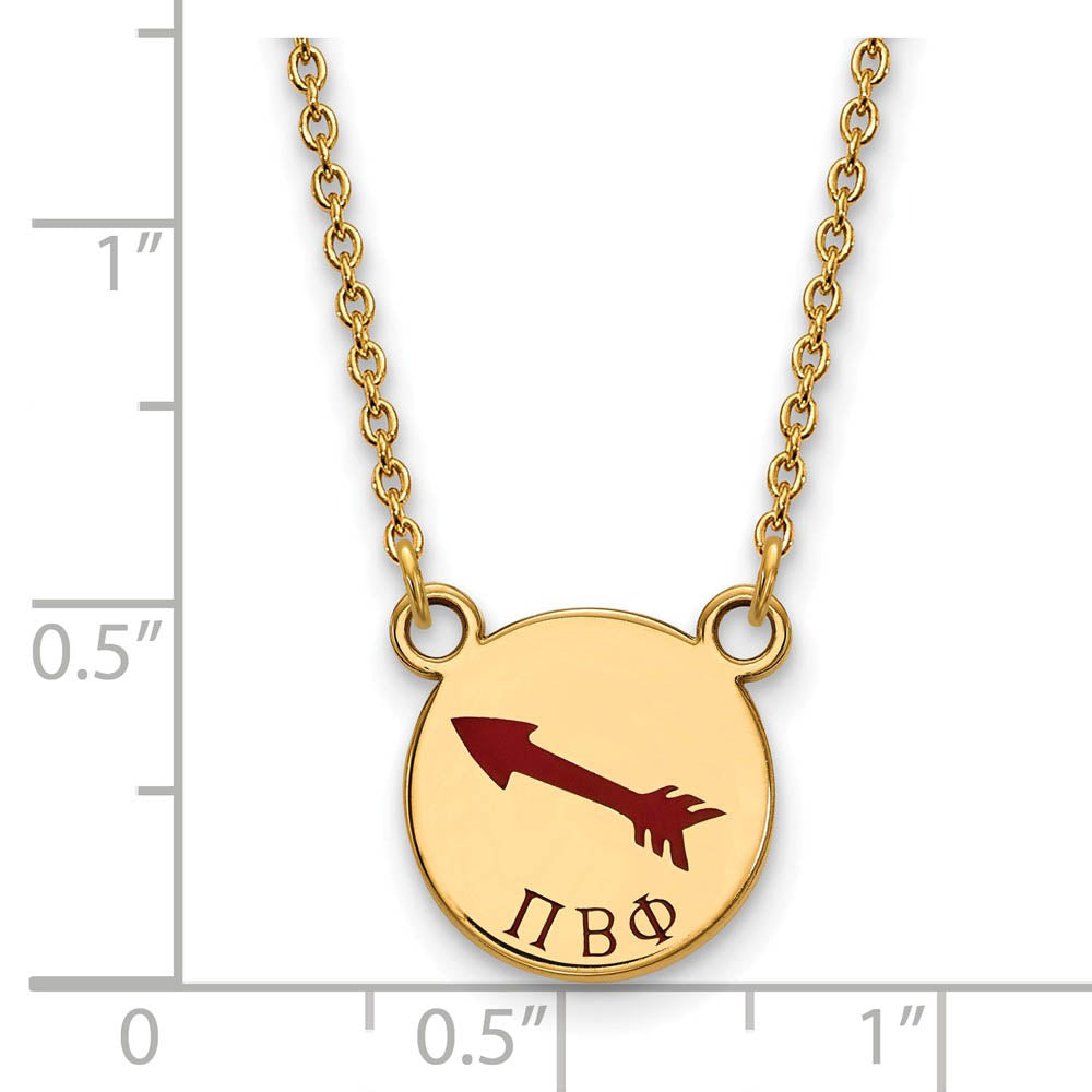 Alternate view of the 14K Plated Silver Pi Beta Phi Small Enamel Necklace by The Black Bow Jewelry Co.