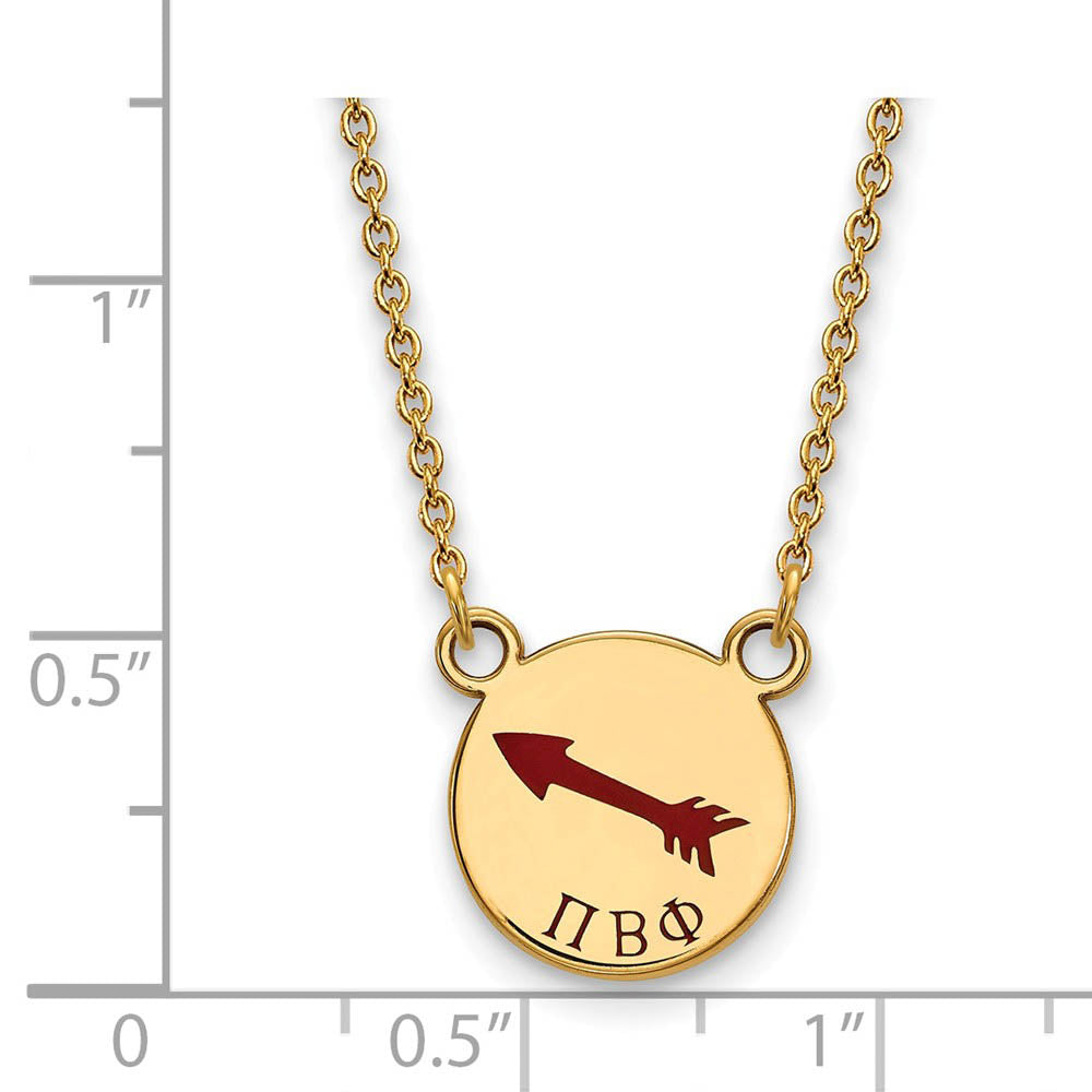 Alternate view of the 14K Plated Silver Pi Beta Phi Small Enamel Necklace by The Black Bow Jewelry Co.