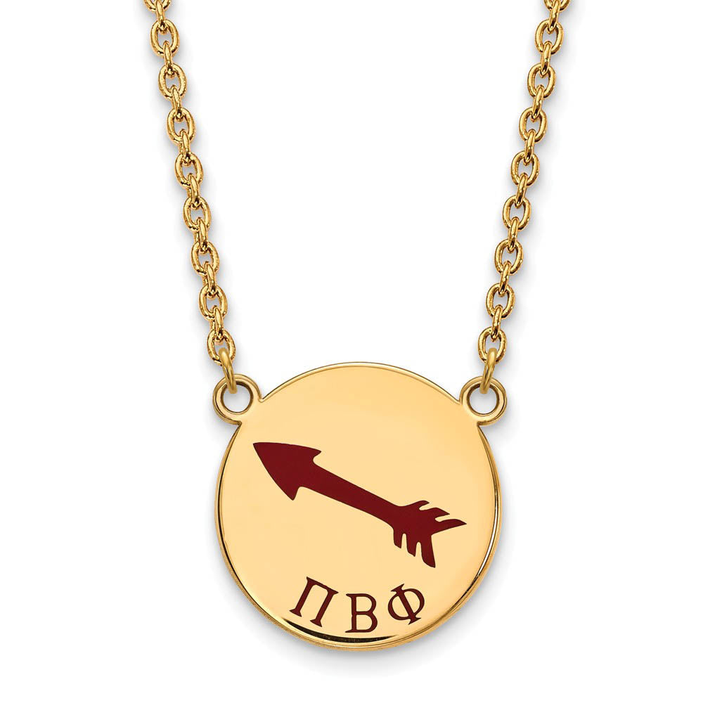 14K Plated Silver Pi Beta Phi Large Enamel Necklace, Item N14508 by The Black Bow Jewelry Co.