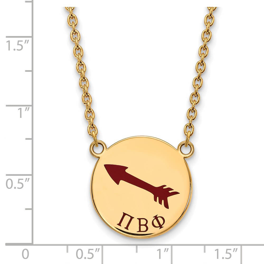 Alternate view of the 14K Plated Silver Pi Beta Phi Large Enamel Necklace by The Black Bow Jewelry Co.