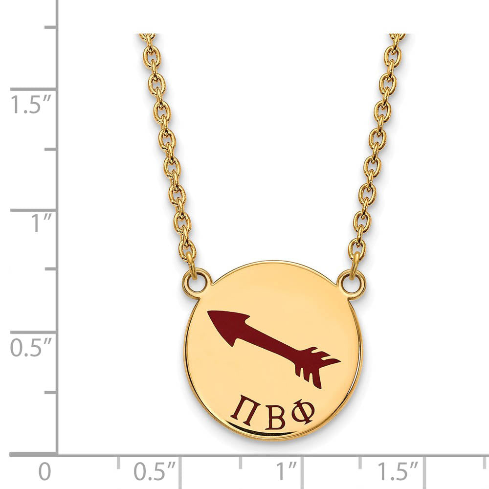 Alternate view of the 14K Plated Silver Pi Beta Phi Large Enamel Necklace by The Black Bow Jewelry Co.