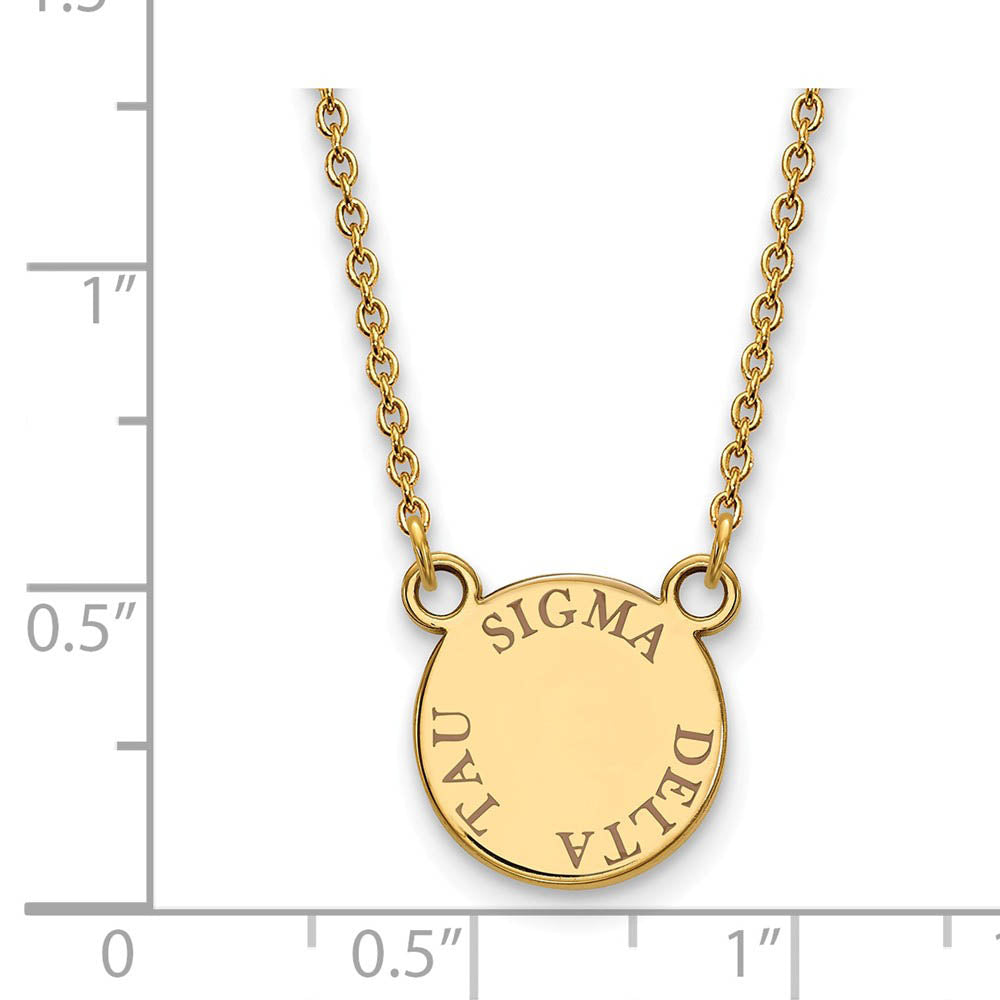 Alternate view of the 14K Plated Silver Sigma Delta Tau Small Brown Enamel Necklace by The Black Bow Jewelry Co.