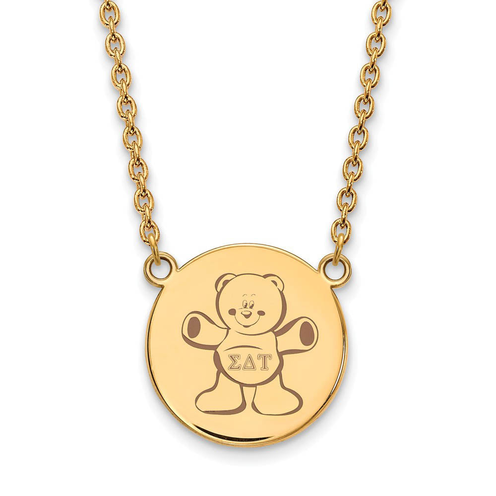 14K Plated Silver Sigma Delta Tau Large Enamel Necklace, Item N14522 by The Black Bow Jewelry Co.