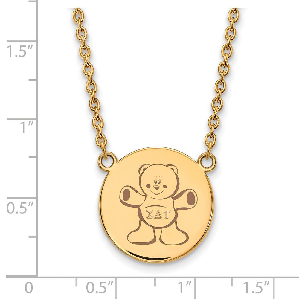 Alternate view of the 14K Plated Silver Sigma Delta Tau Large Enamel Necklace by The Black Bow Jewelry Co.