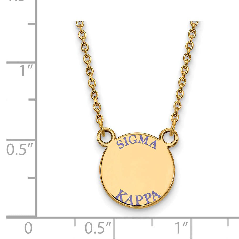 Alternate view of the 14K Plated Silver Sigma Kappa Small Purple Enamel Necklace by The Black Bow Jewelry Co.