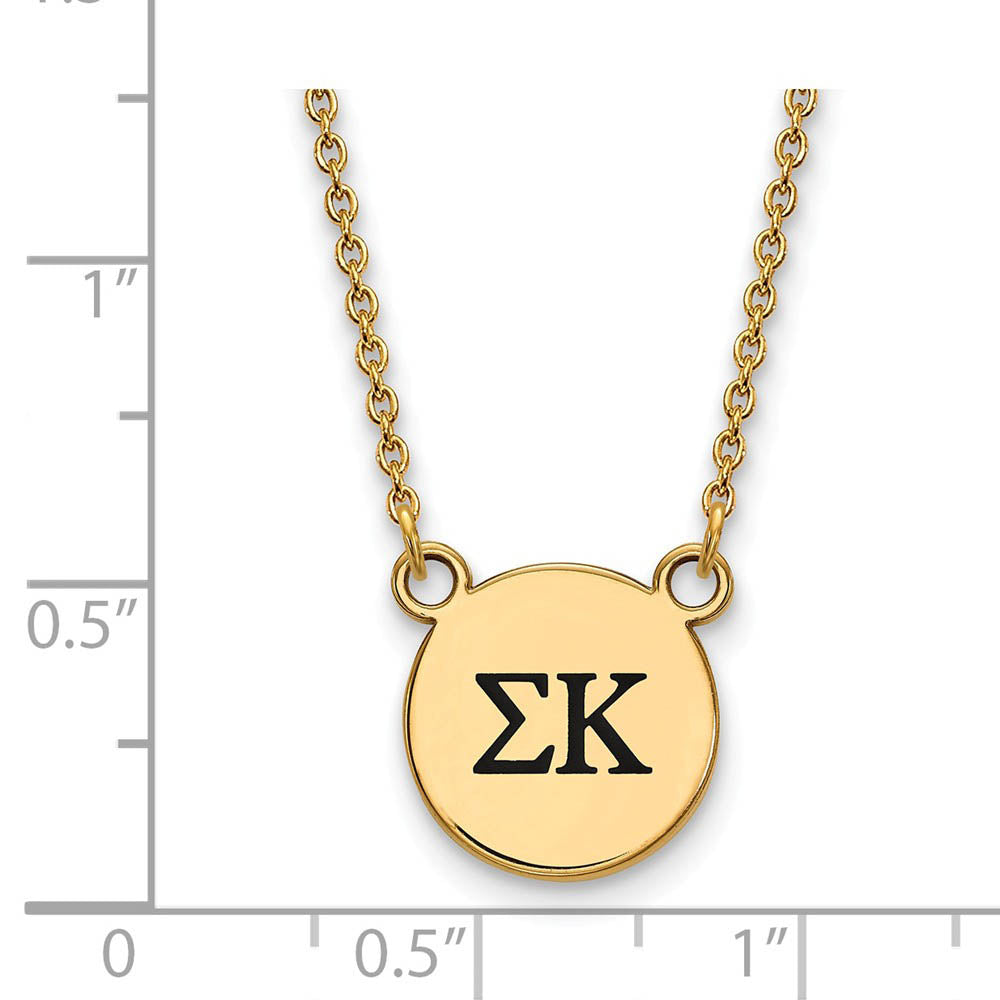 Alternate view of the 14K Plated Silver Sigma Kappa Small Enamel Greek Letters Necklace by The Black Bow Jewelry Co.