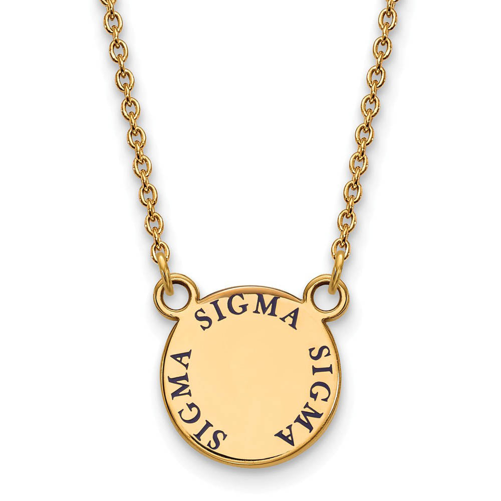 14K Plated Silver Sigma Sigma Sigma Small Blue Enamel Necklace, Item N14533 by The Black Bow Jewelry Co.