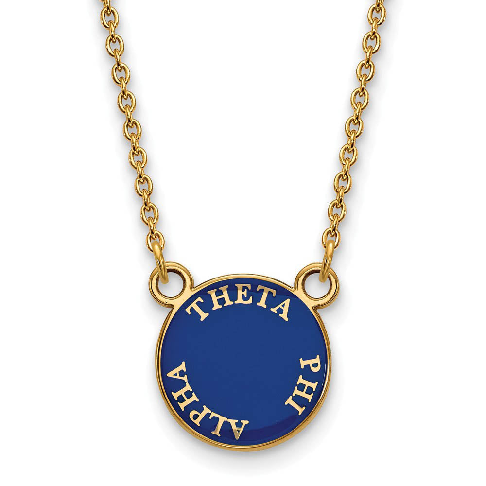 14K Plated Silver Theta Phi Alpha Small Enamel Disc Necklace, Item N14545 by The Black Bow Jewelry Co.