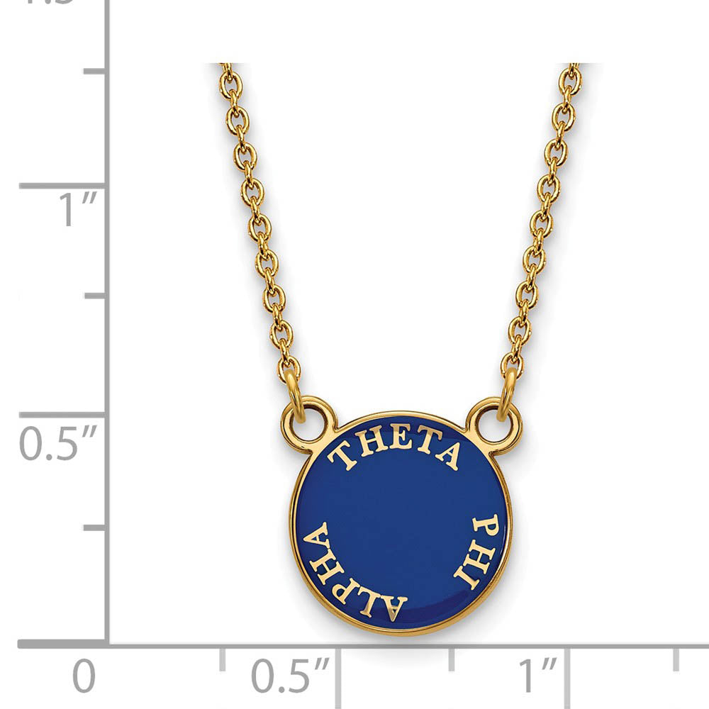 Alternate view of the 14K Plated Silver Theta Phi Alpha Small Enamel Disc Necklace by The Black Bow Jewelry Co.