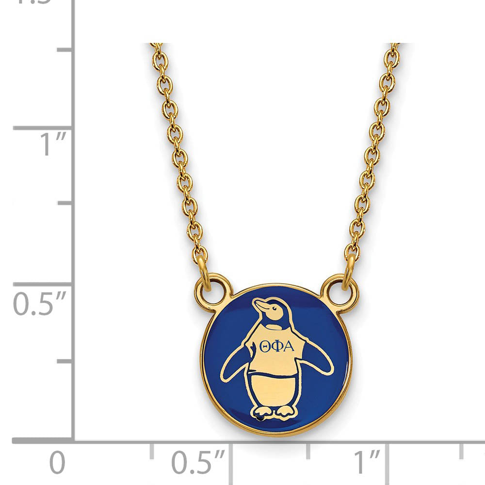 Alternate view of the 14K Plated Silver Theta Phi Alpha Small Enamel Mascot Necklace by The Black Bow Jewelry Co.
