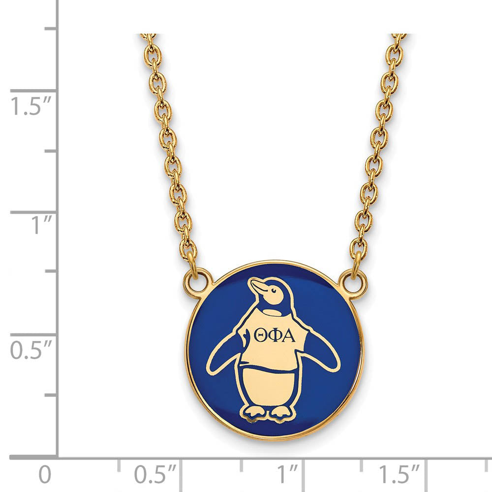 Alternate view of the 14K Plated Silver Theta Phi Alpha Large Enamel Mascot Necklace by The Black Bow Jewelry Co.