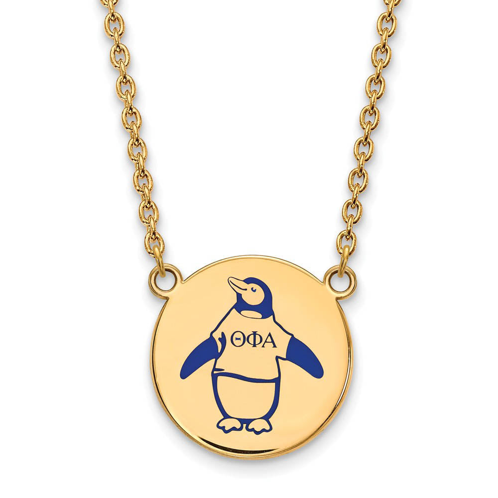 14K Plated Silver Theta Phi Alpha Large Enamel Necklace, Item N14558 by The Black Bow Jewelry Co.